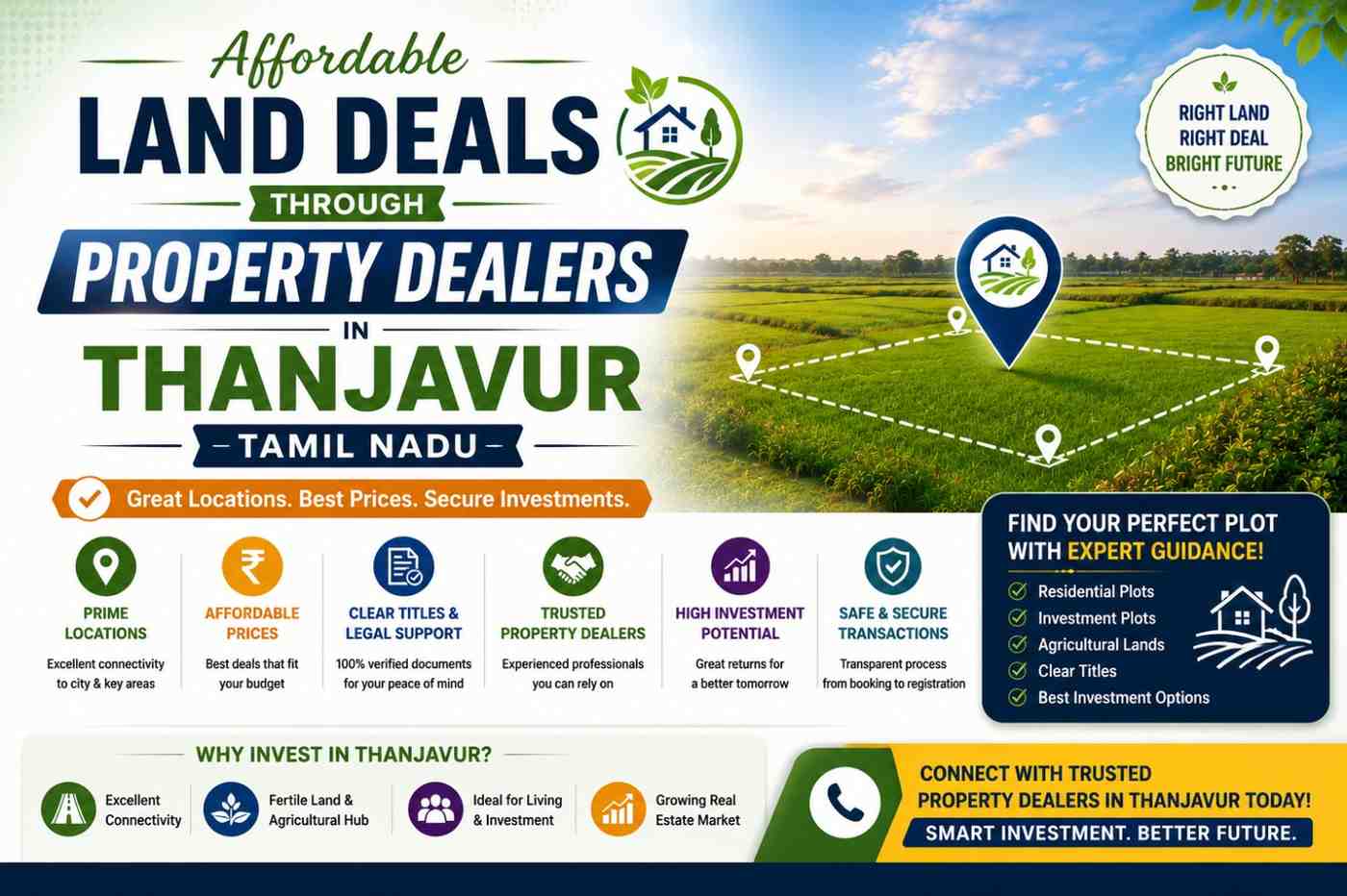 Affordable Land Deals Through Property Dealers in Thanjavur Tamil Nadu